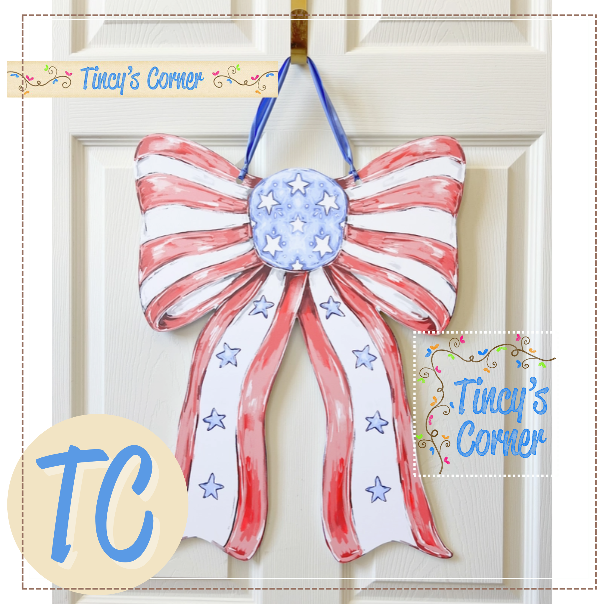 Patriotic Bow Door Hanger