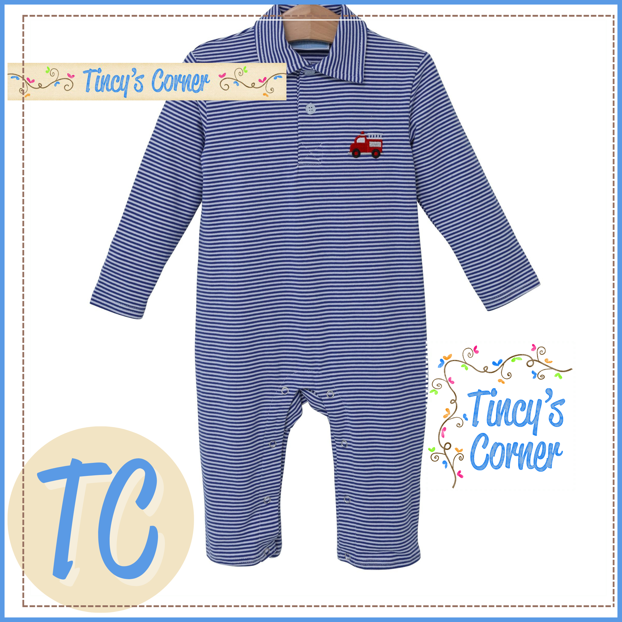 LS Firetruck Polo Romper