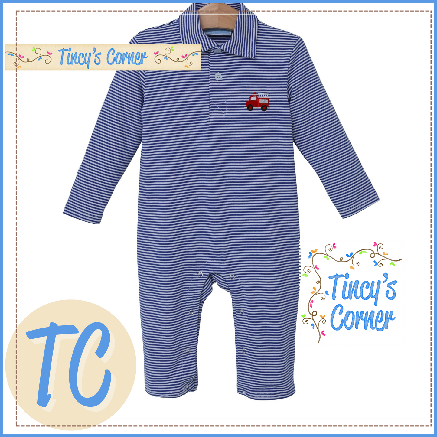 LS Firetruck Polo Romper