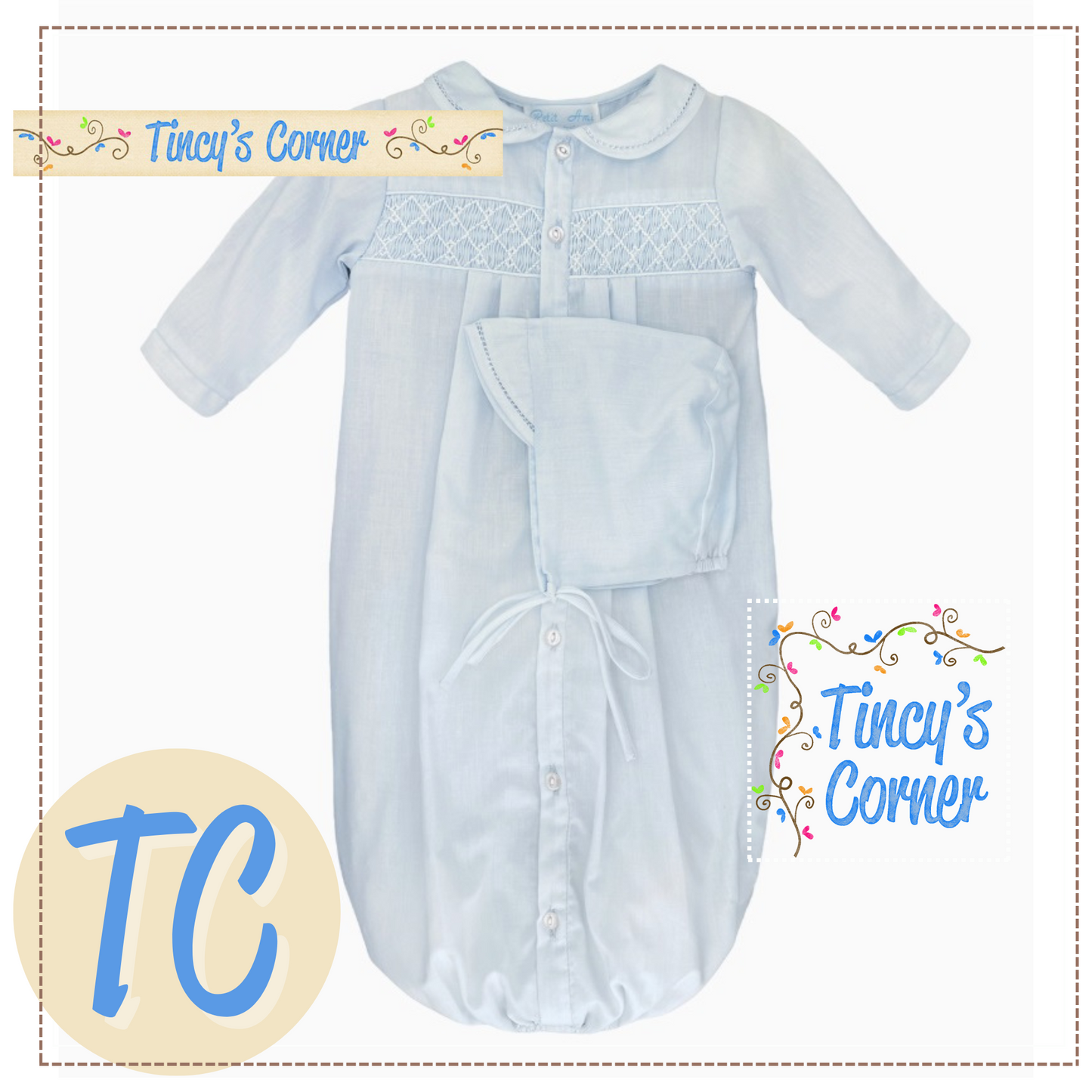 Neutral Smocked Bag