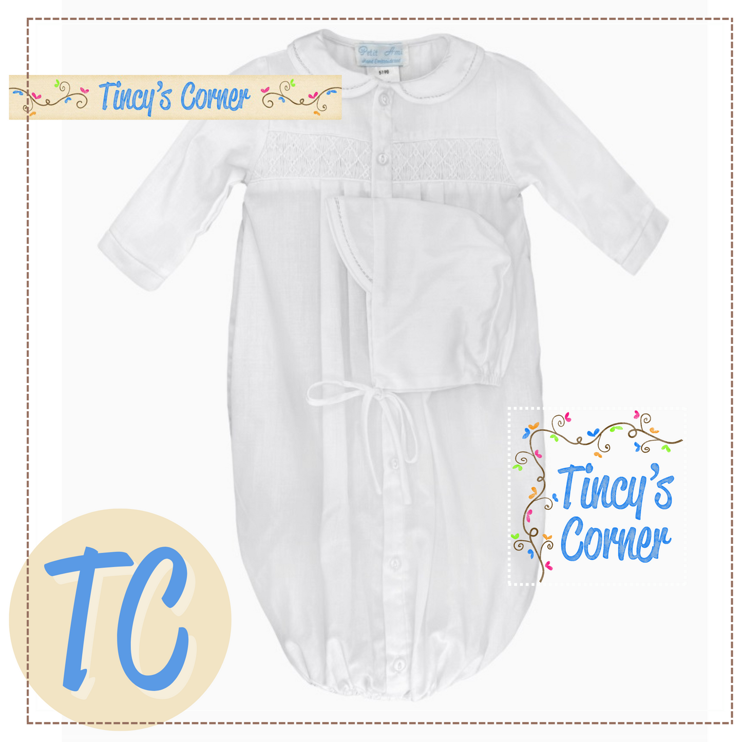Neutral Smocked Bag