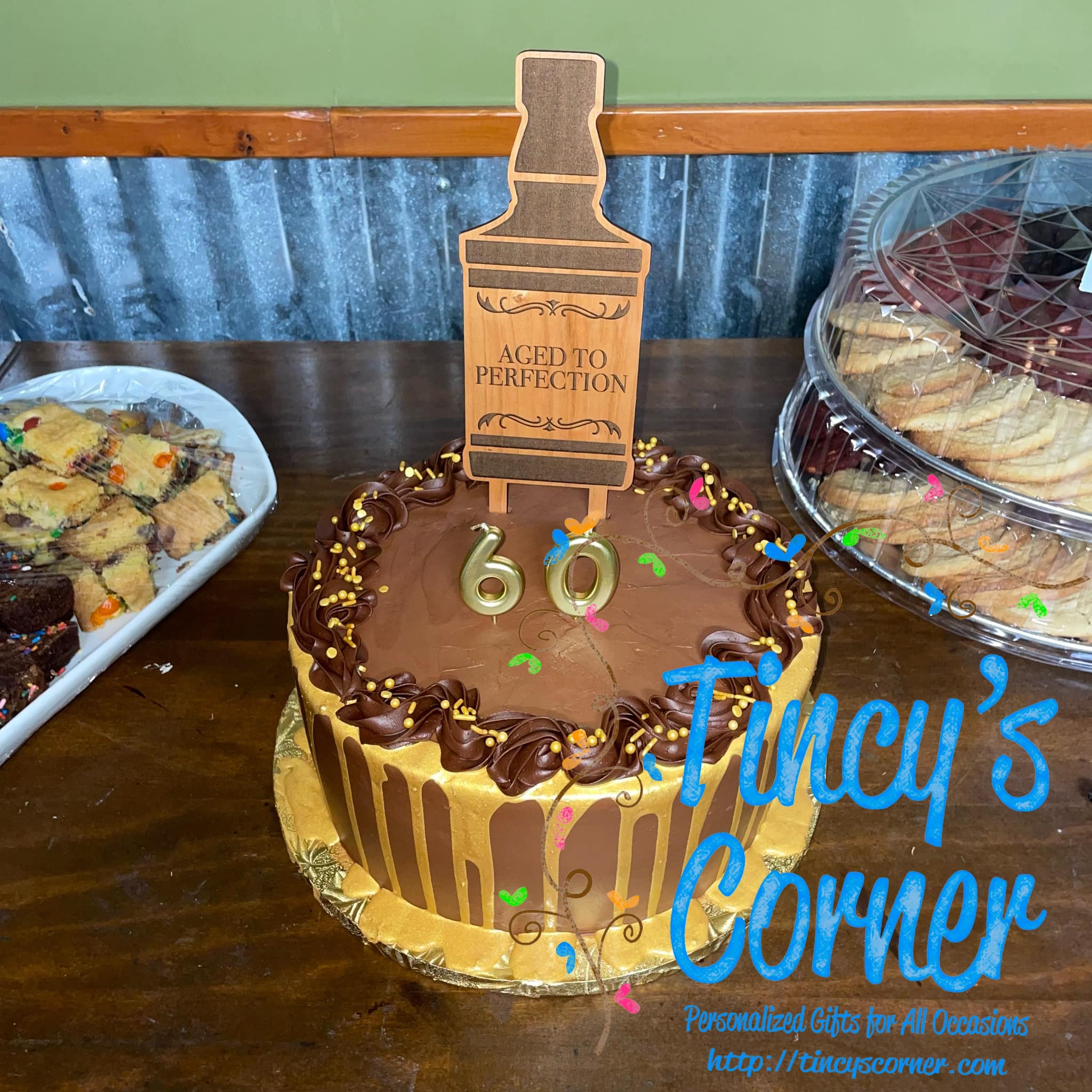 Aged to Perfection Wood Cake Topper