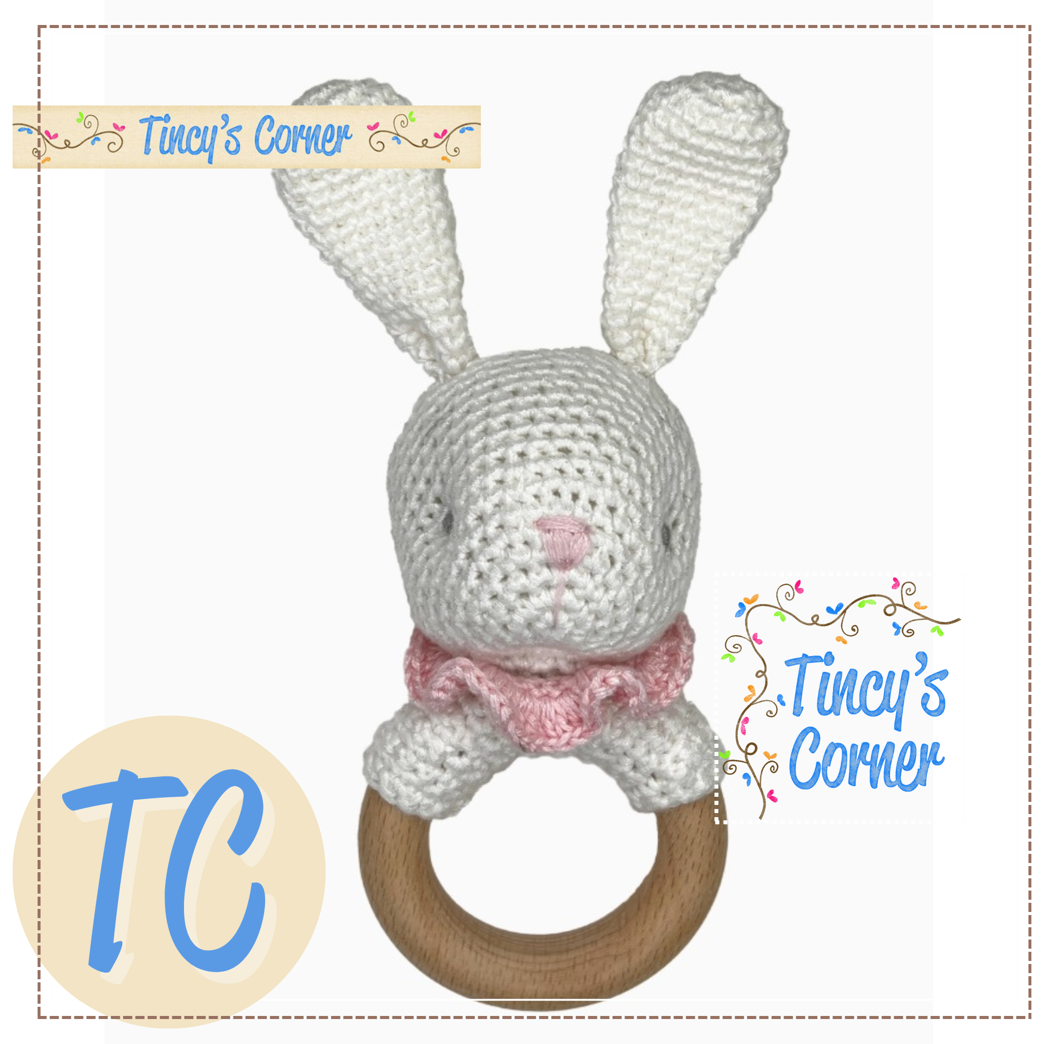 Bunny Bamboo Crochet Woodring Rattle