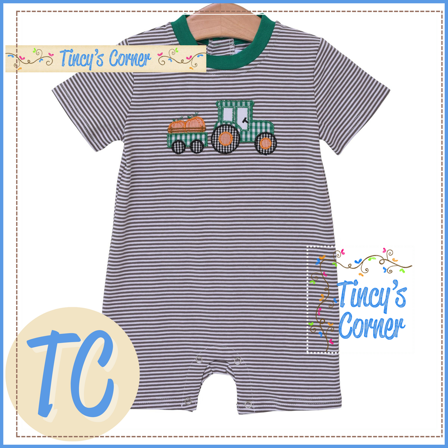 SS Tractor Pumpkin Romper