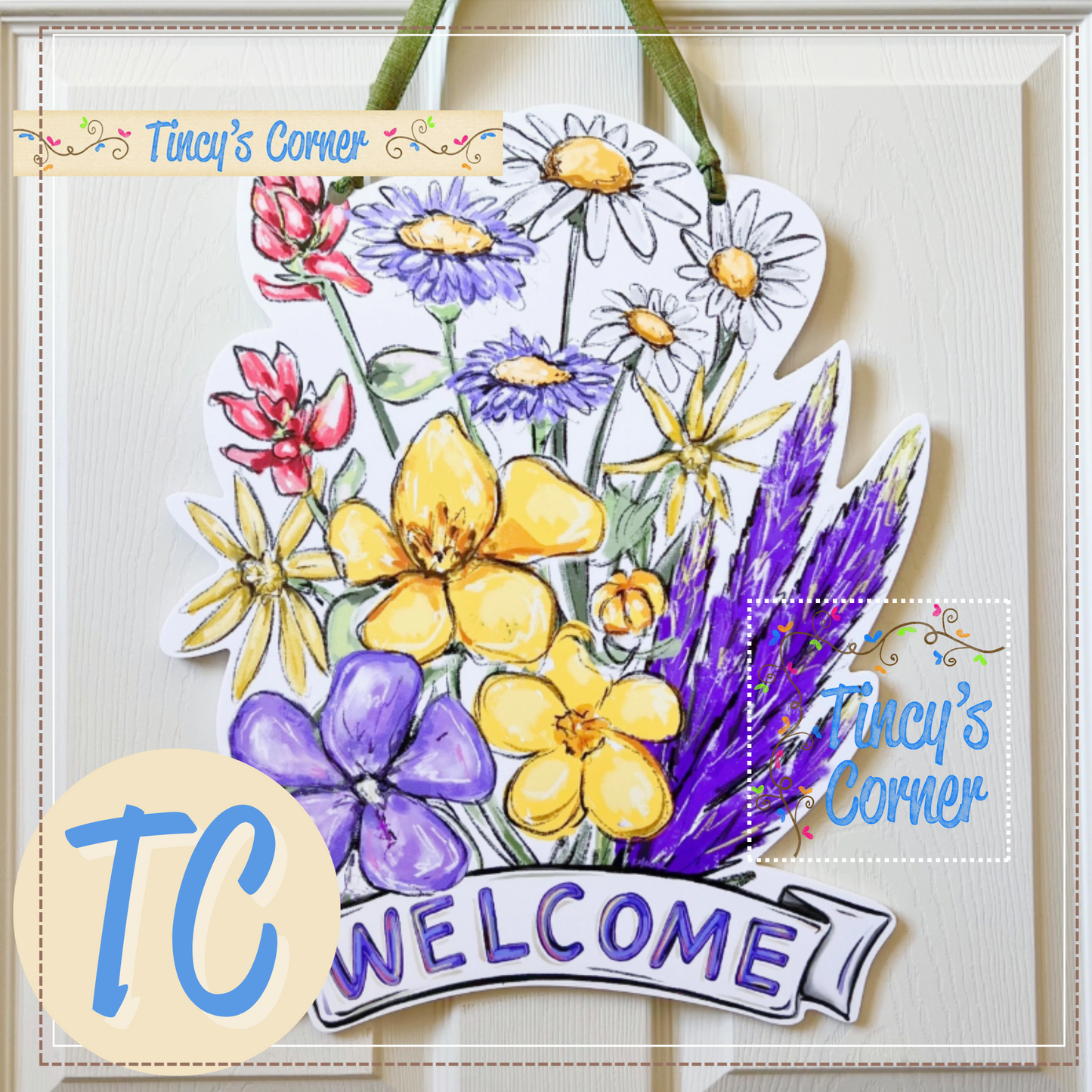 Wild Flower Welcome Door Hanger