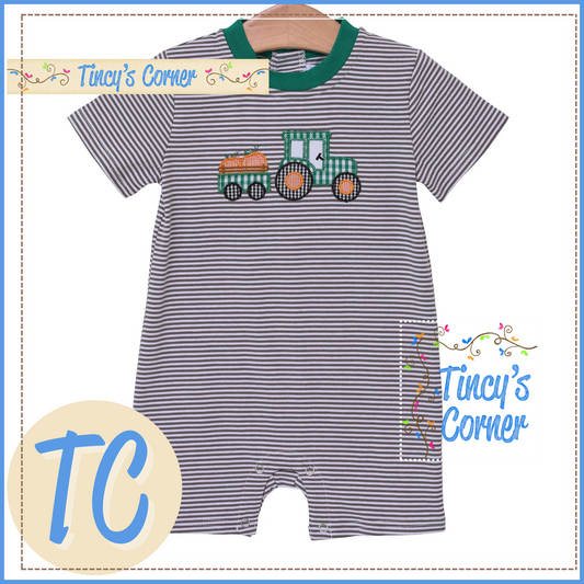 SS Tractor Pumpkin Romper