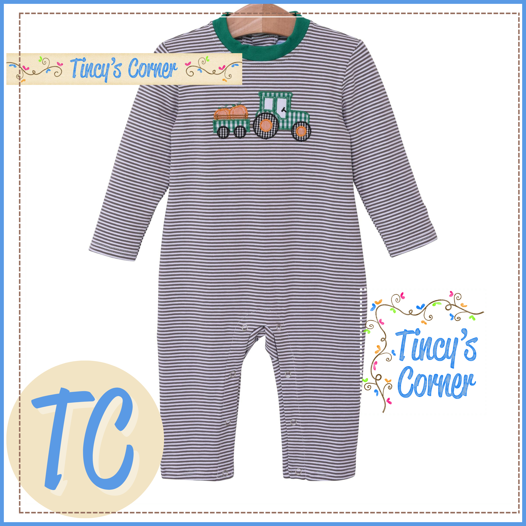 LS Tractor Pumpkin Romper