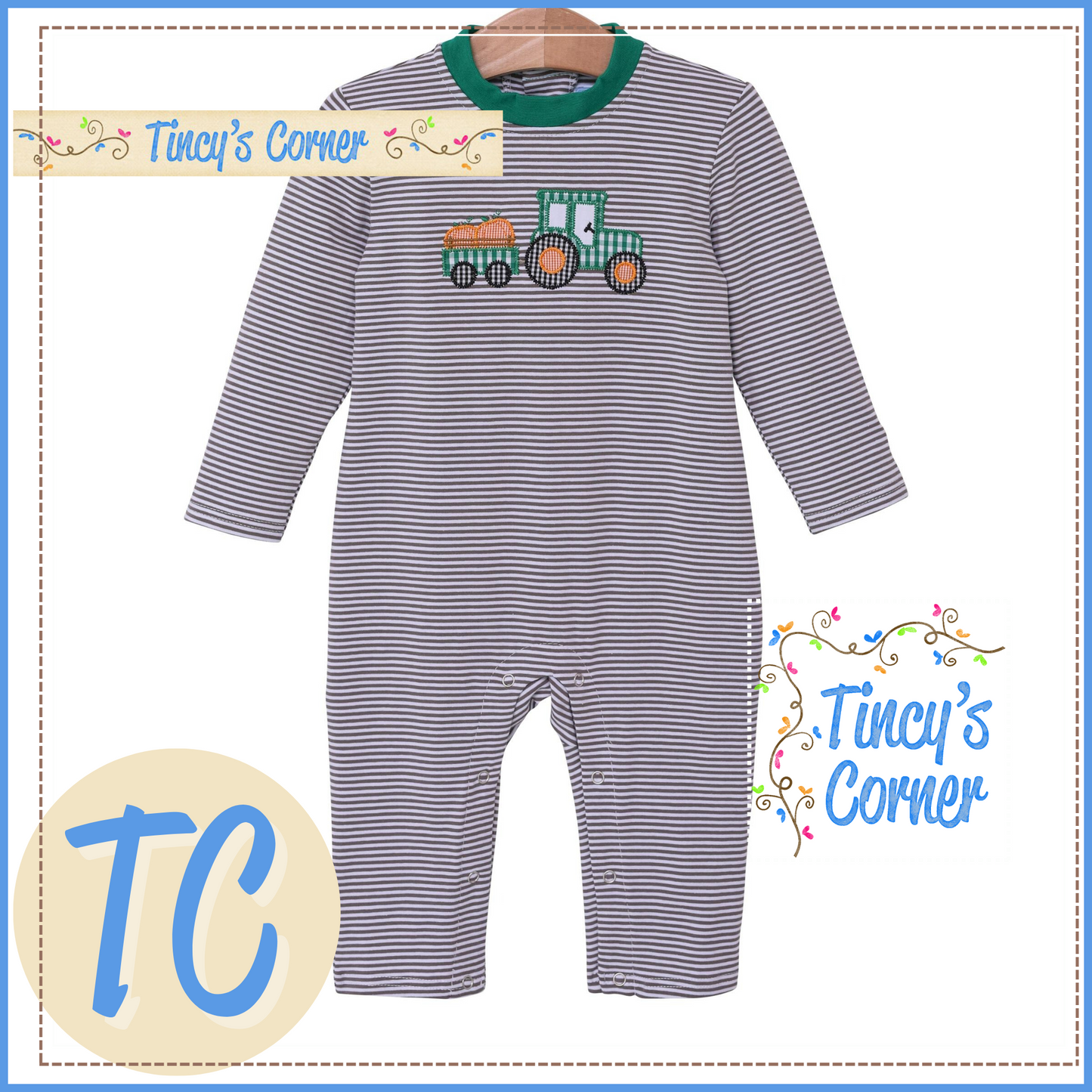 LS Tractor Pumpkin Romper