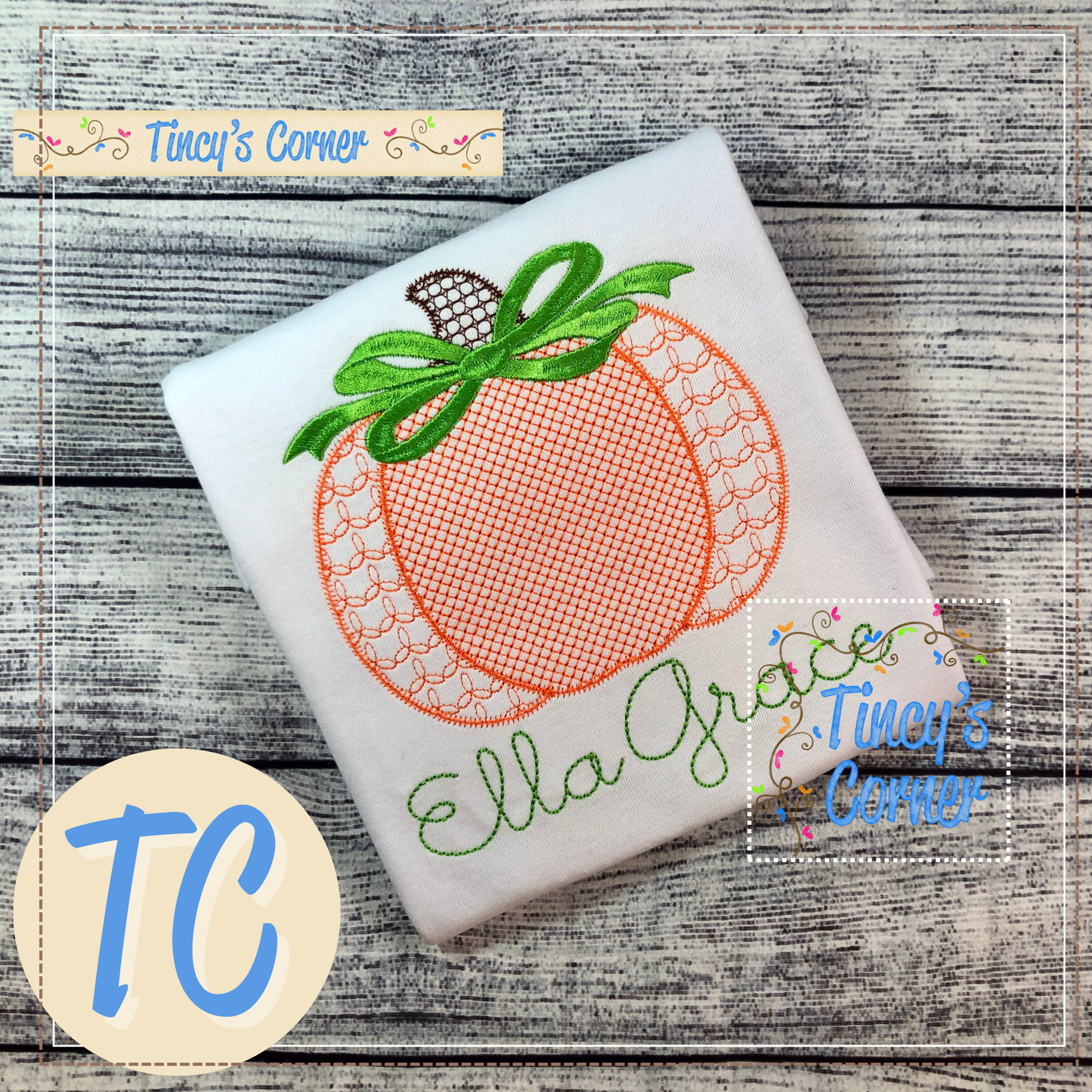 Motif Pumpkin Embroidery T-Shirt