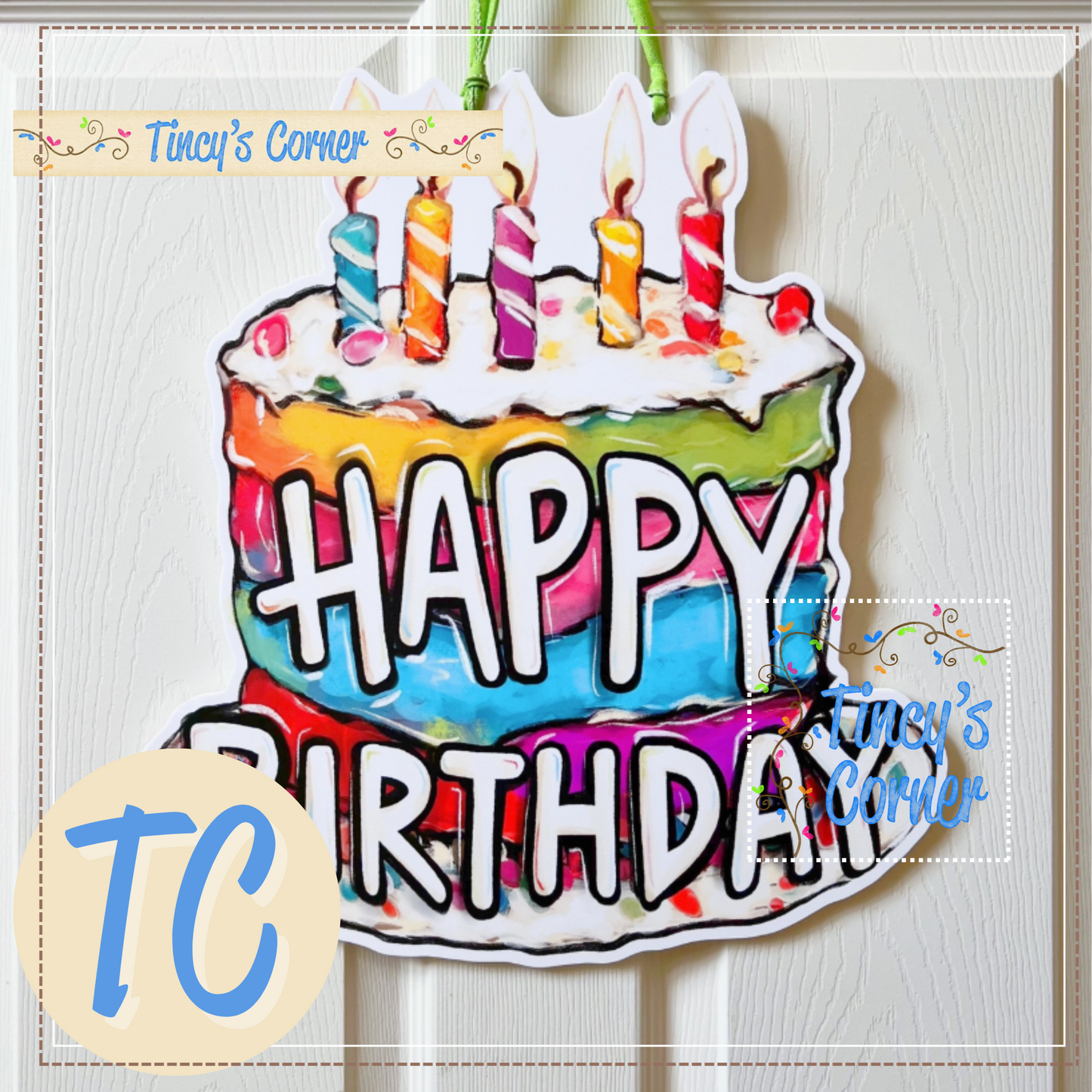 Happy Birthday Cake Door Hanger