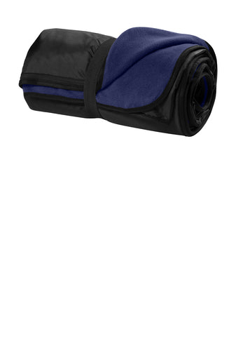Fleece & Poly Travel Blanket w/Strap