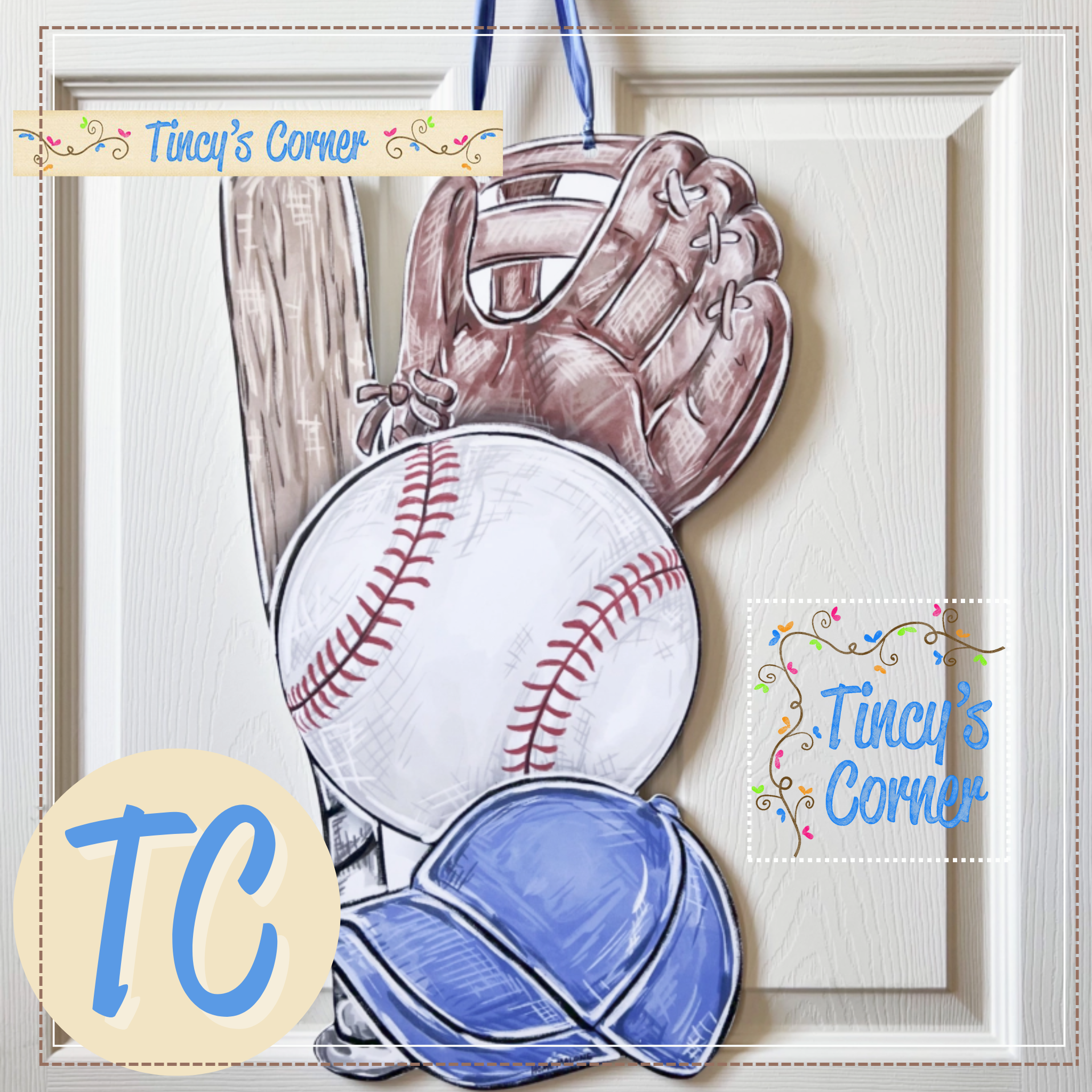 Play Ball Baseball Door Hanger