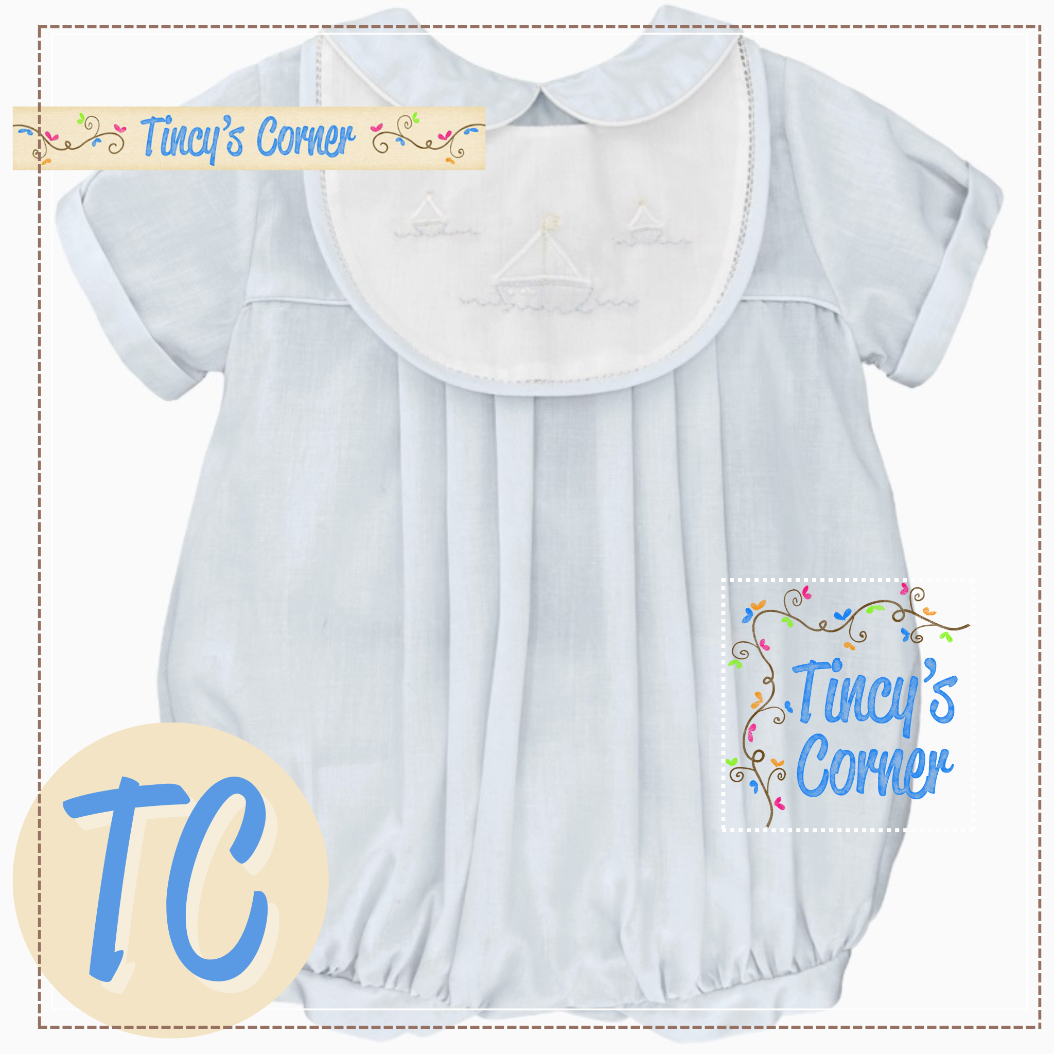 Sailboat Embroidery Romper