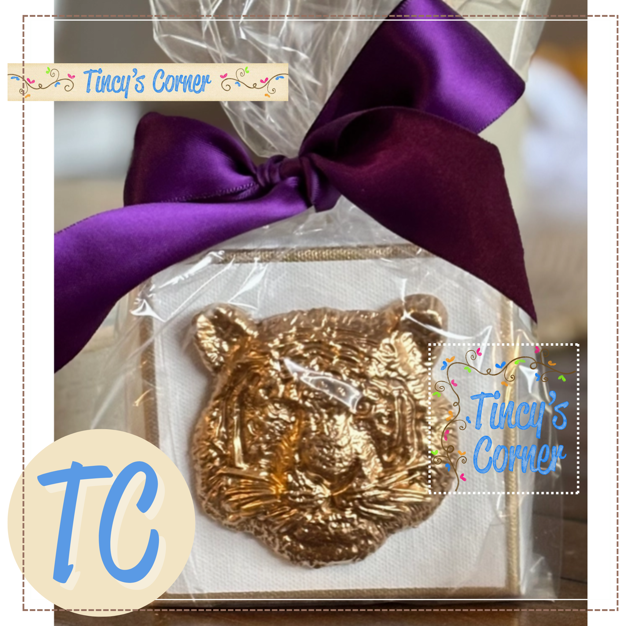 Gold Gilded Tiger Head Canvas