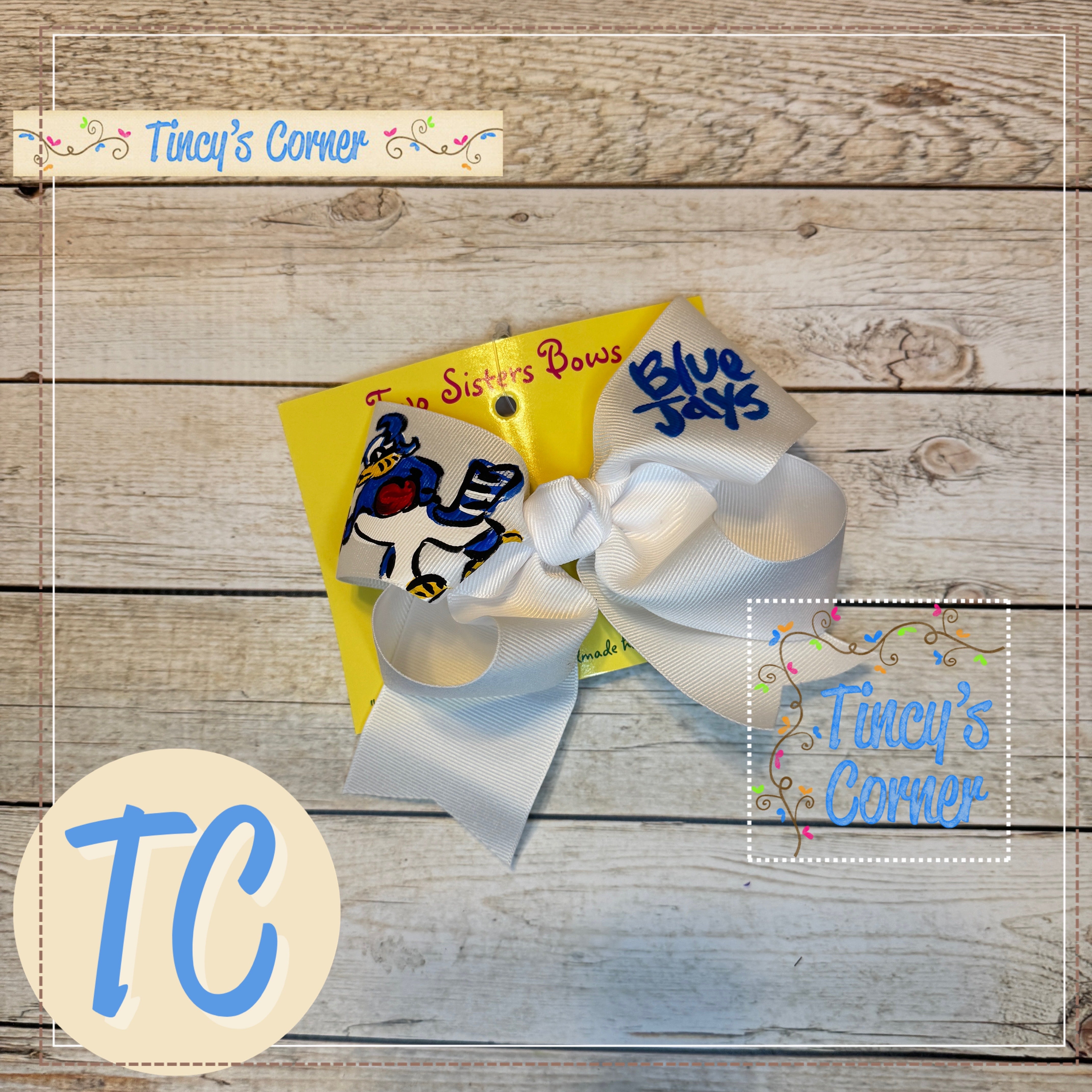 Blue Jays White Hair Bow