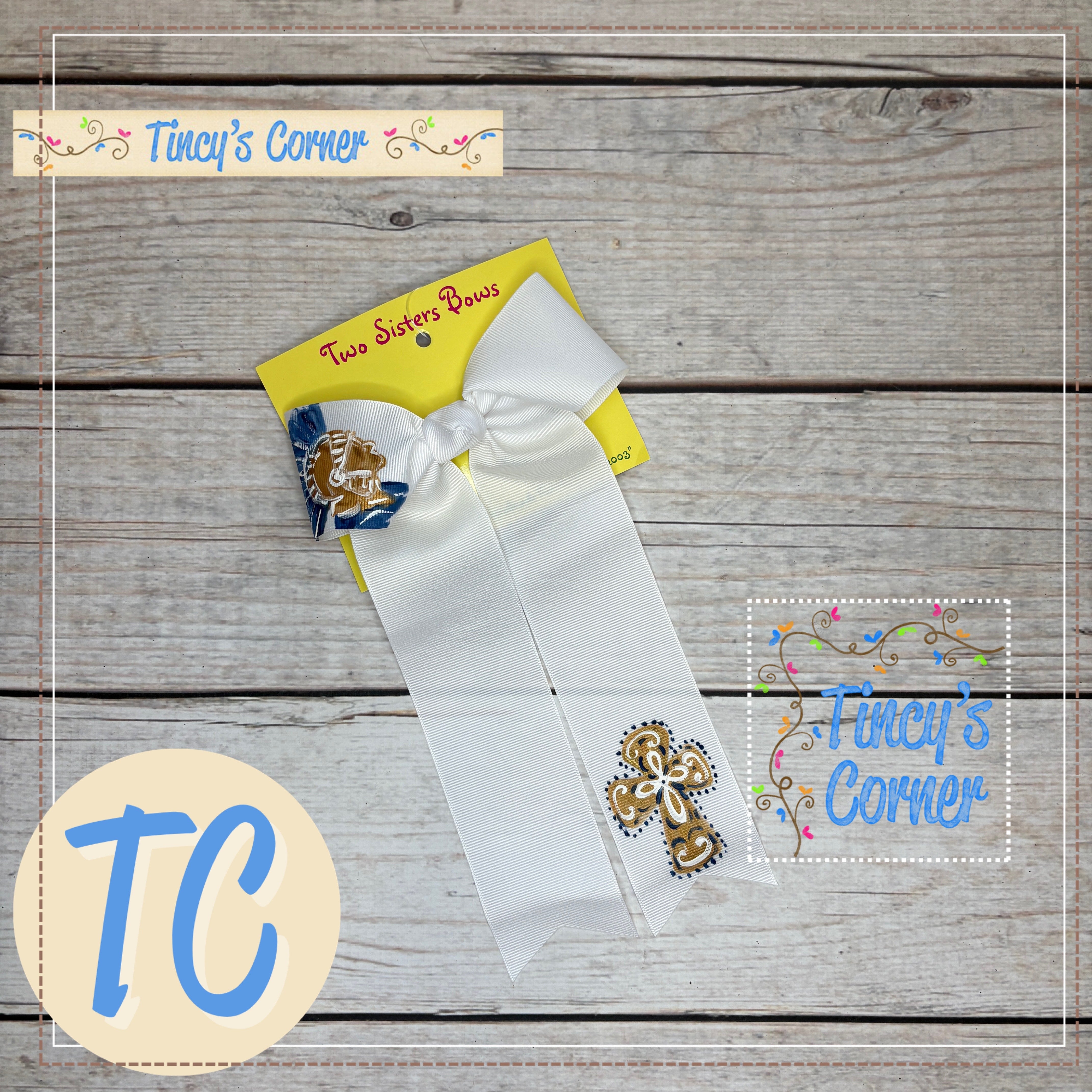 Trojans Mascot White LT Hair Bow