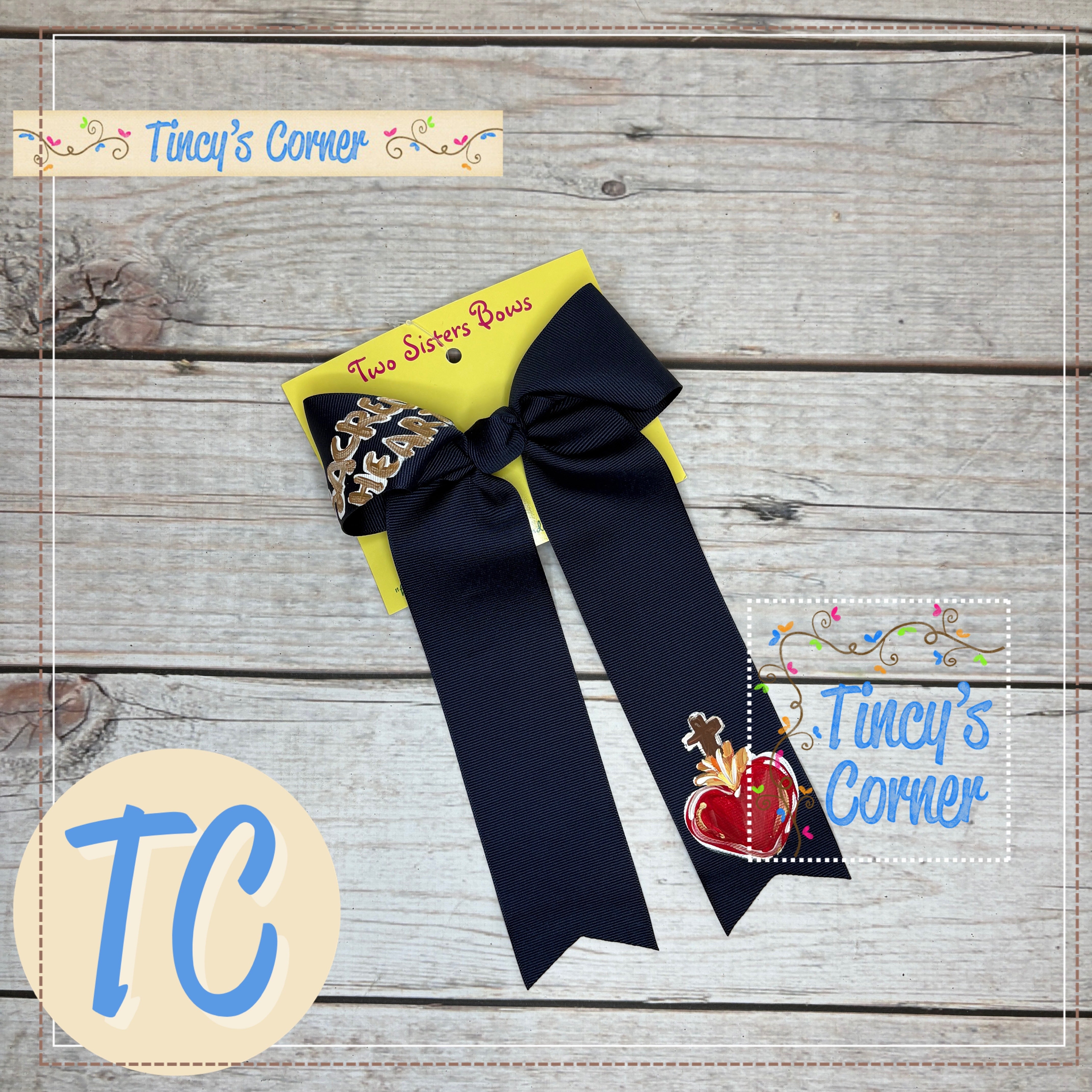 Sacred Heart Navy LT Hair Bow