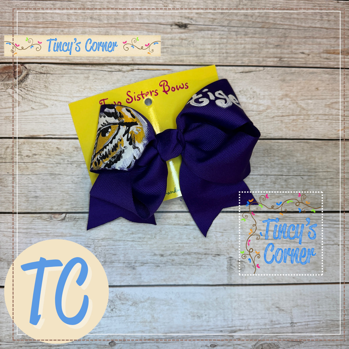 Tiger Eye Purple Hair Bow