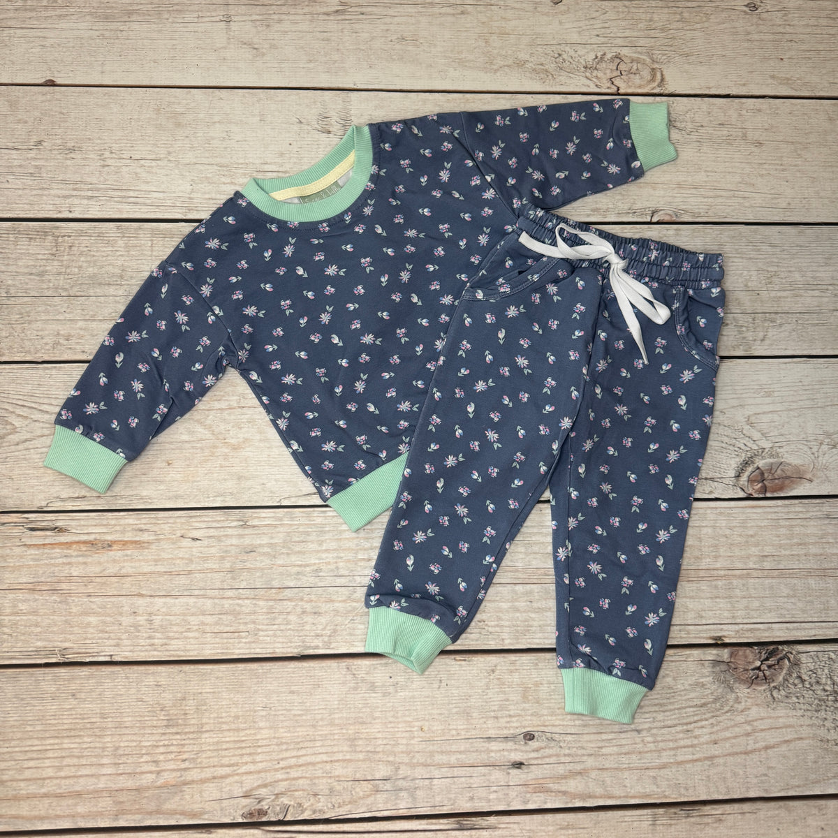 Dusty Blue Floral Jogger Set