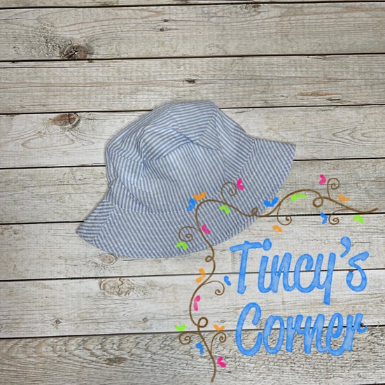 Boy's Blue Stripe Seersucker Bucket Hat