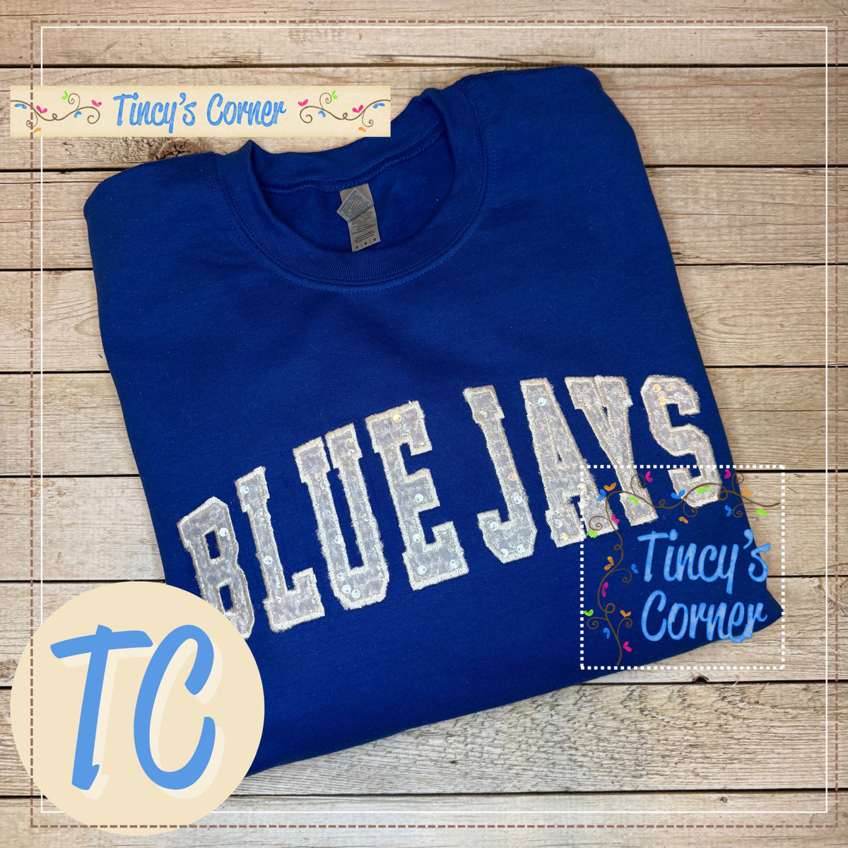 Blue Jays Arch Sequin Applique Sweatshirt