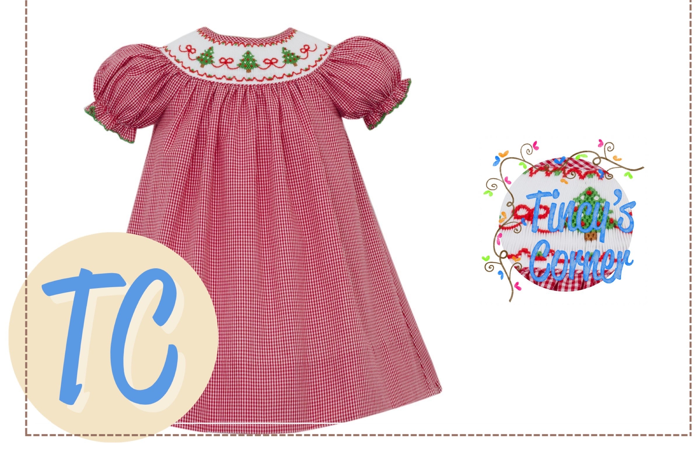 Christmas Trees Gingham Dress