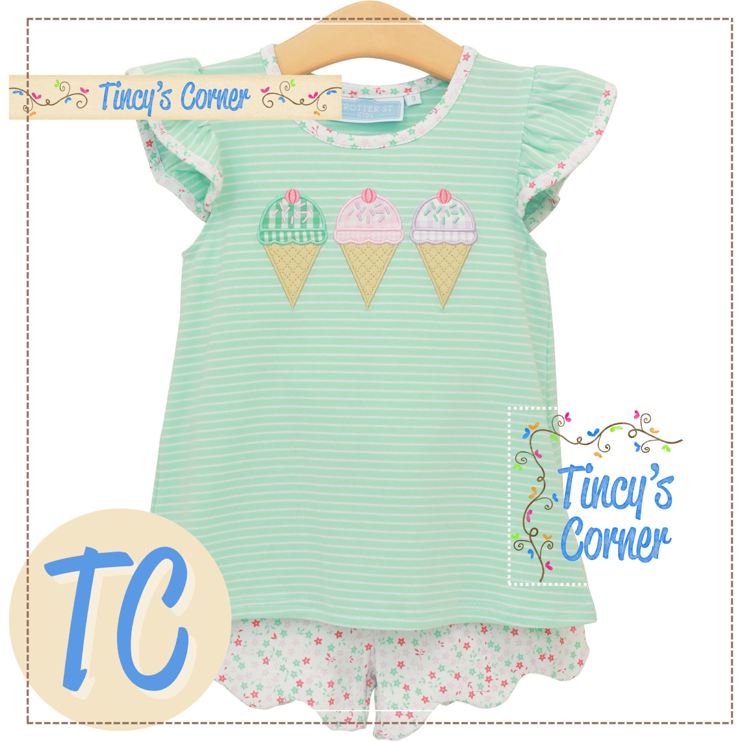 Triple Scoop Flutter Short Set