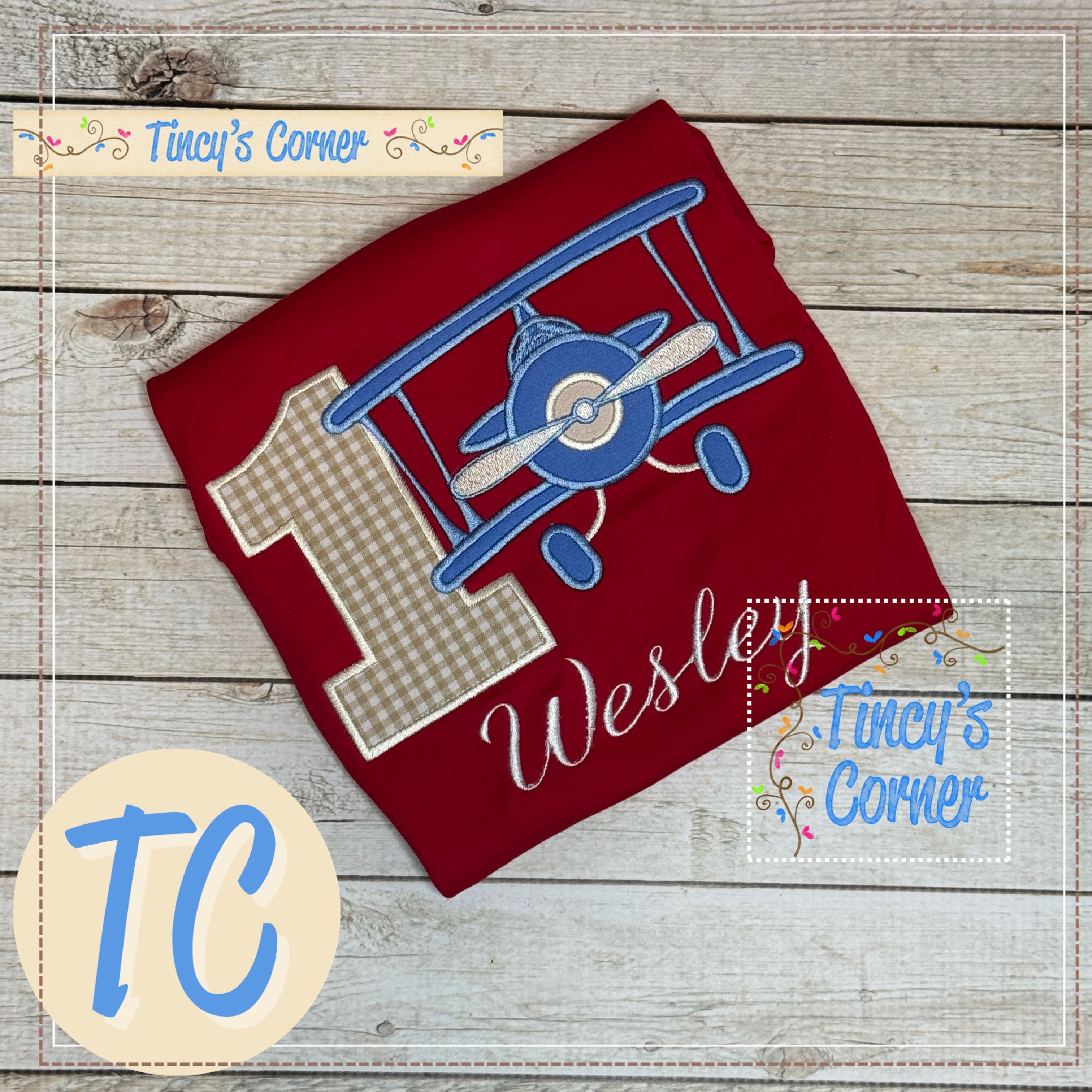 Airplane Birthday Applique T-Shirt