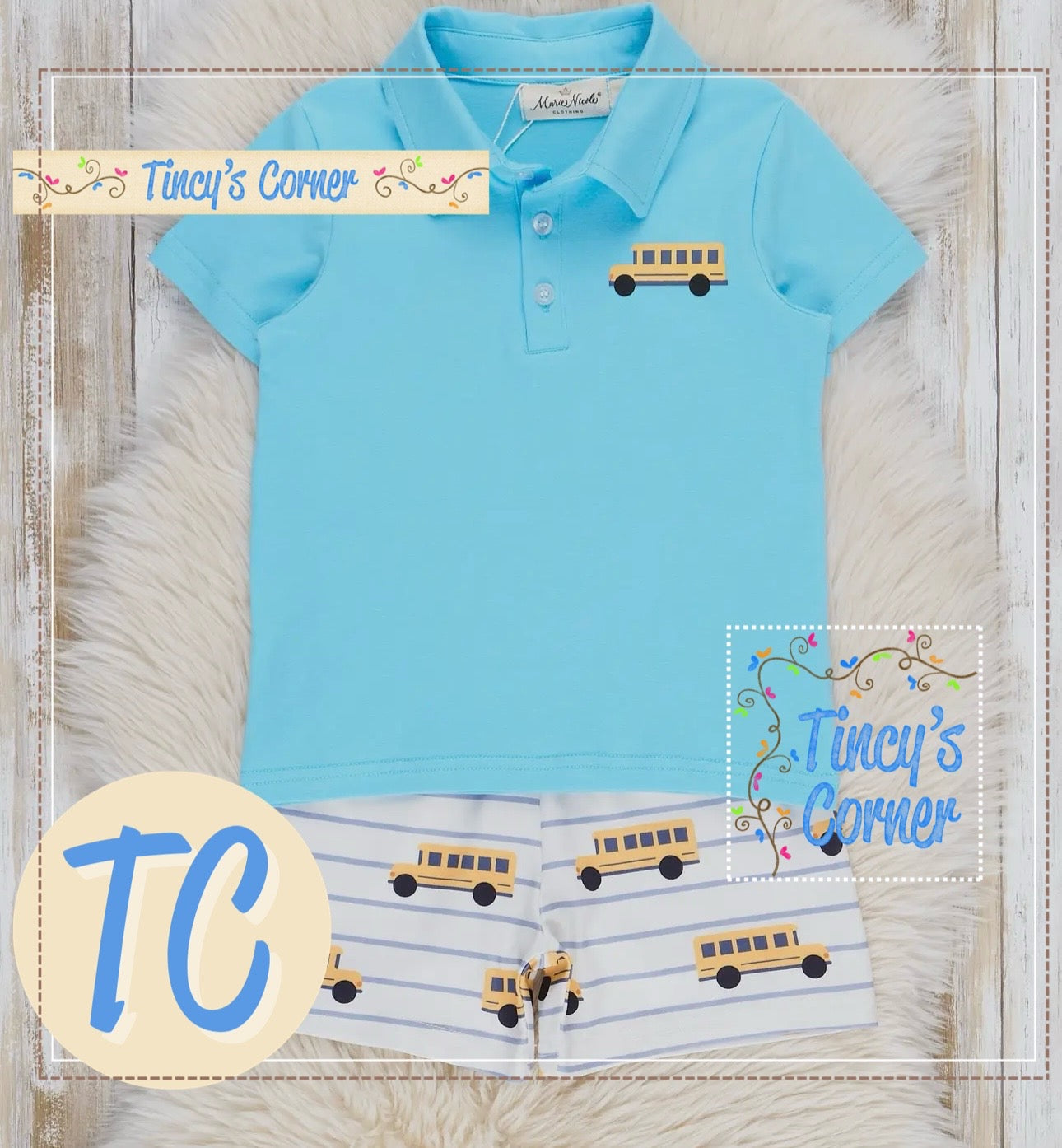 School Bus Polo Short Set