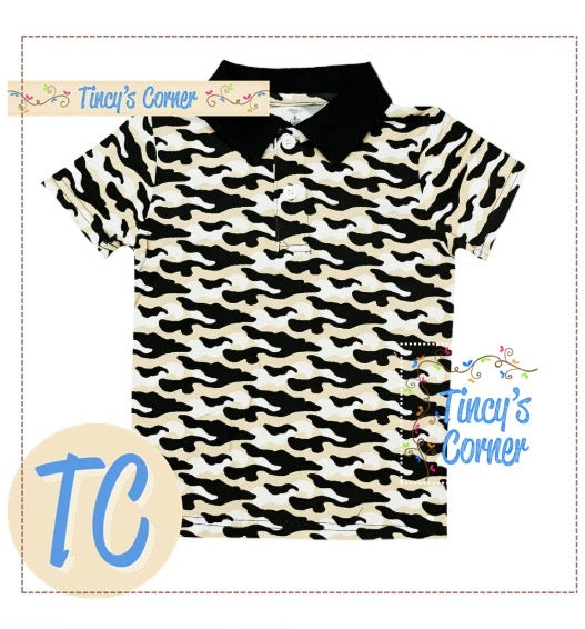 Black/Gold Camo Polo
