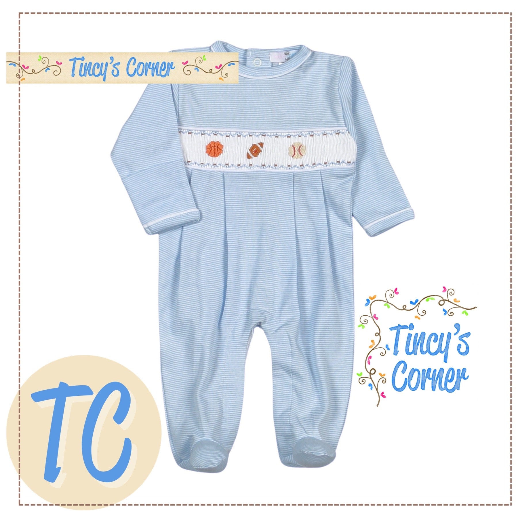 Sports Smocked Footie