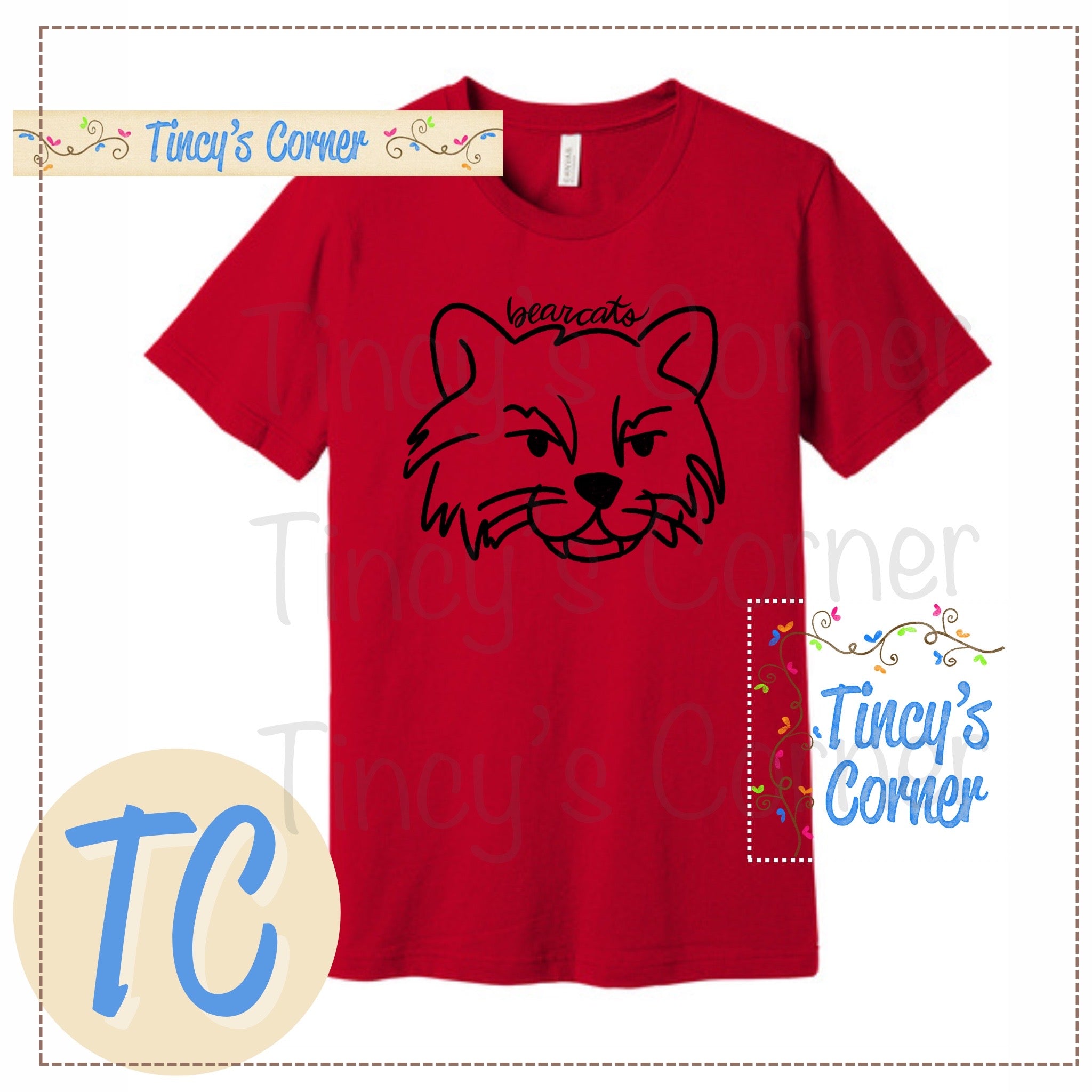 Bearcats Doodle Mascot Tee