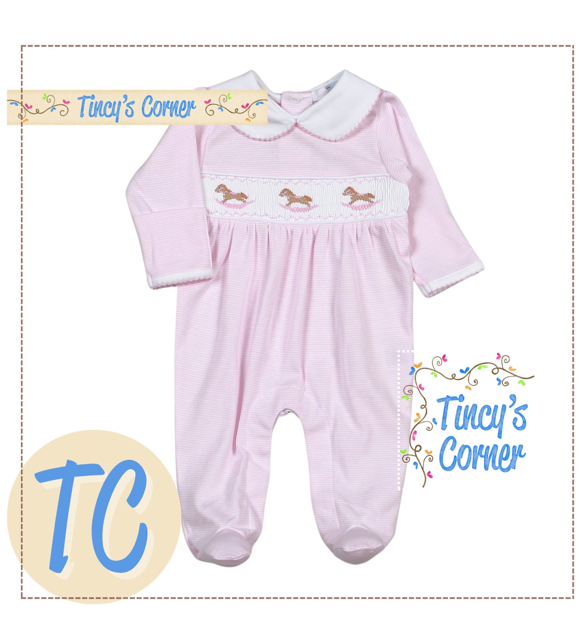 Rocking Horse Smocked Footie