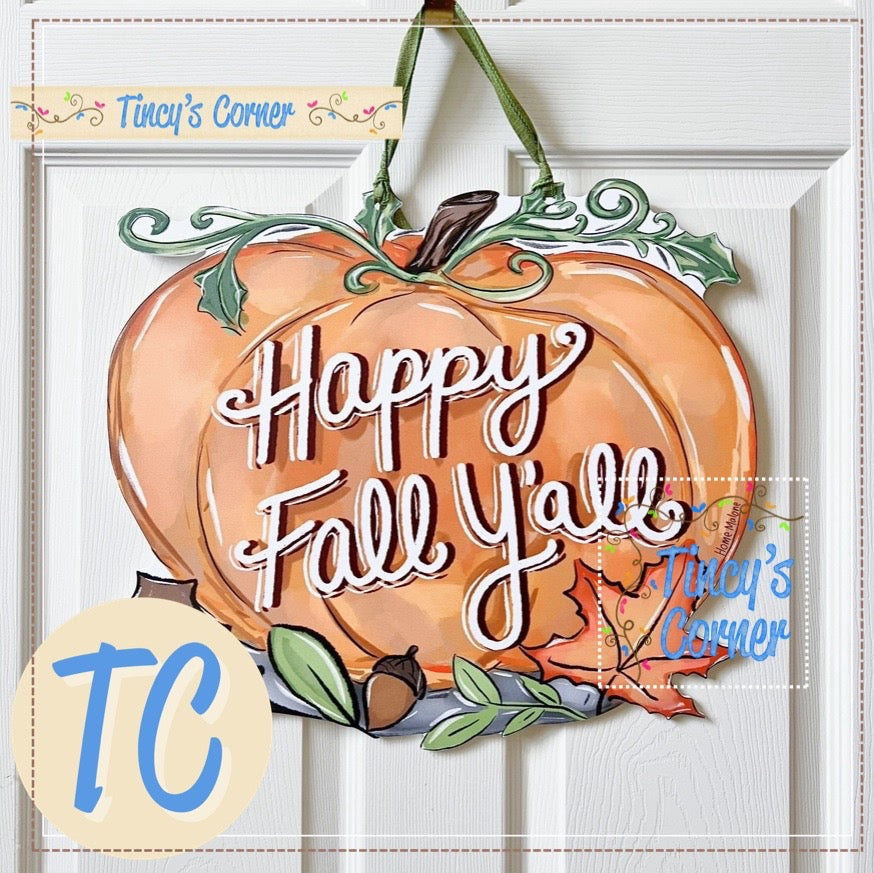 Fall Y'all Pumpkin Door Hanger
