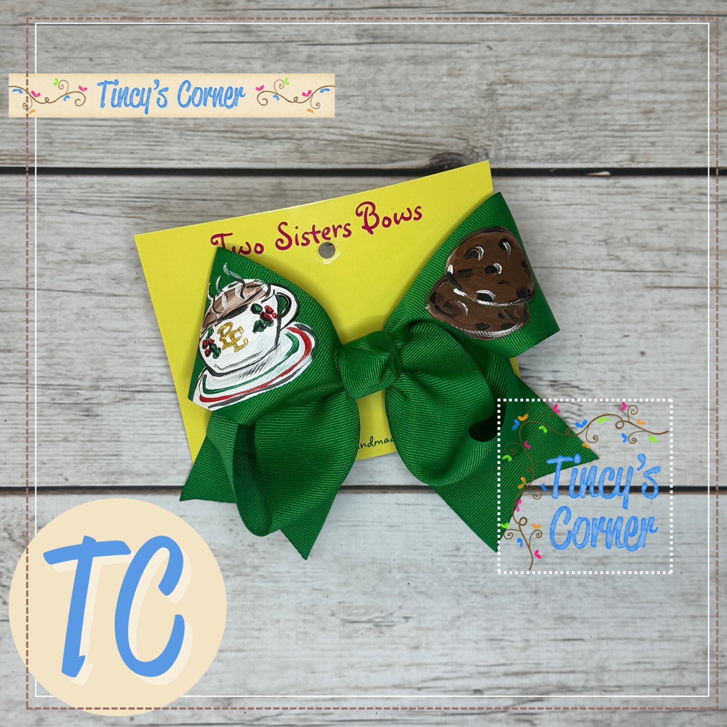 Polar Express Cookie Green Hair Bow