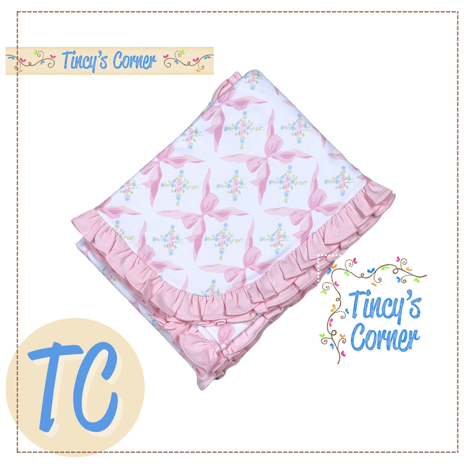 Pink Bows Receiving Blanket