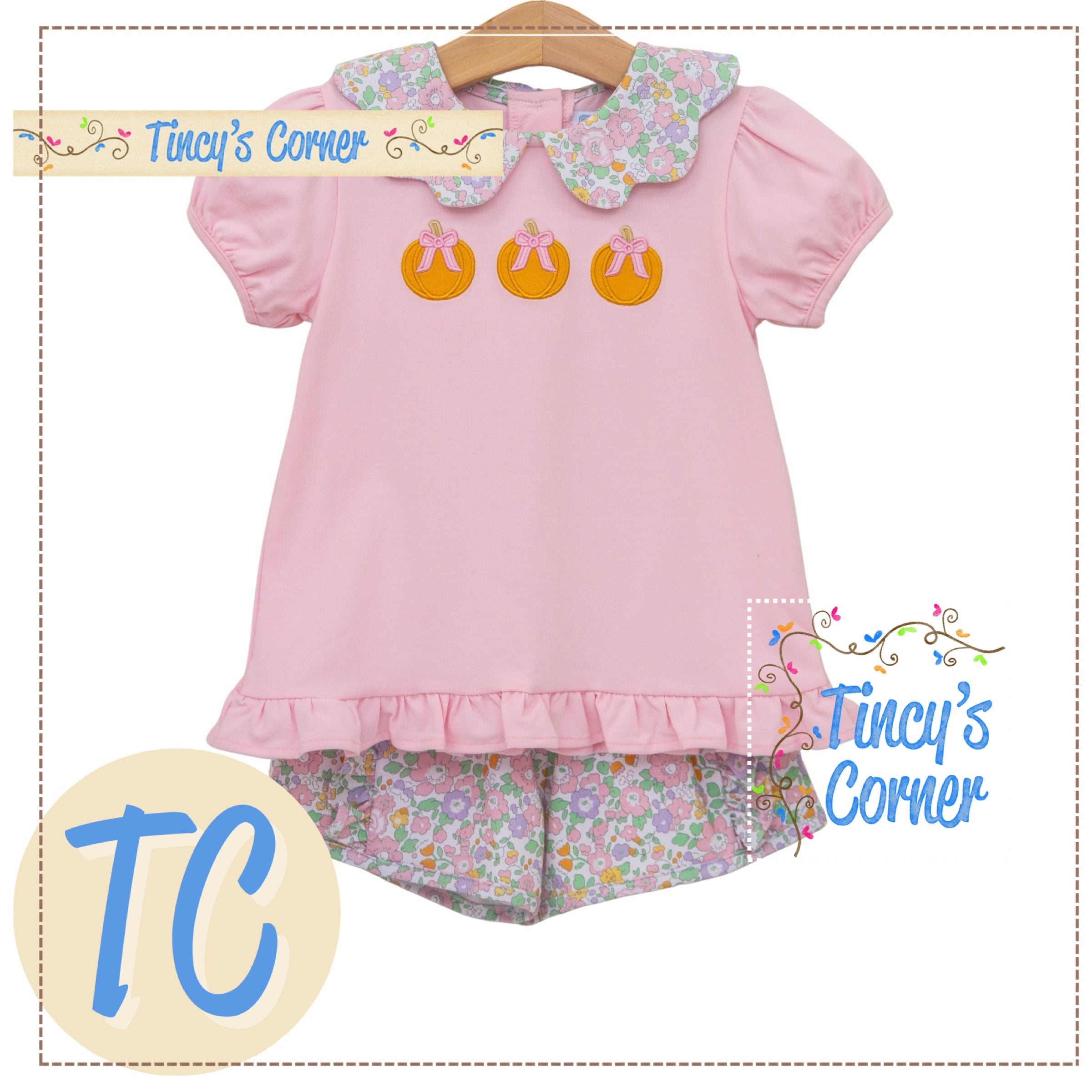 Pumpkin Floral Short Set