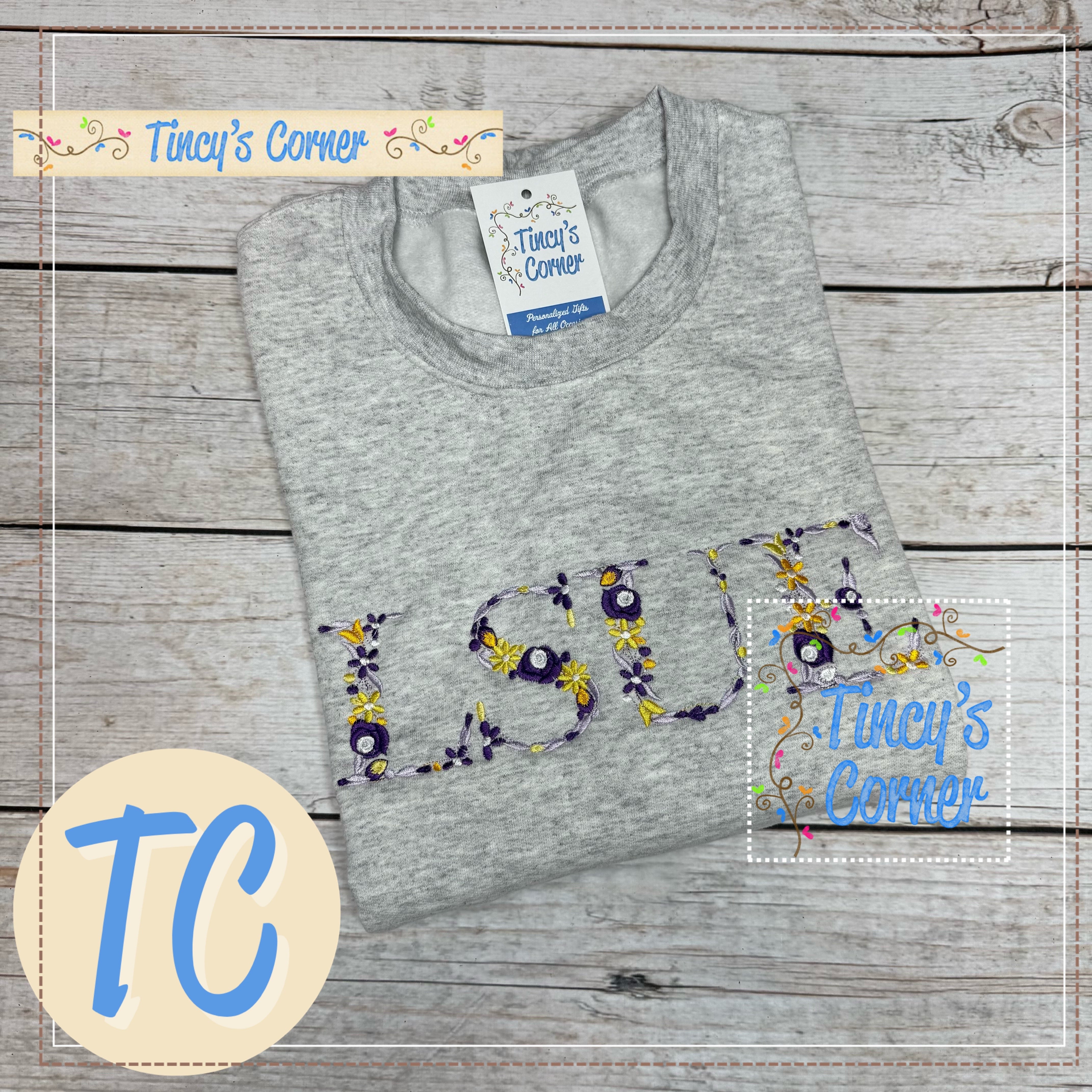 LSUE Floral Embroidery Sweatshirt