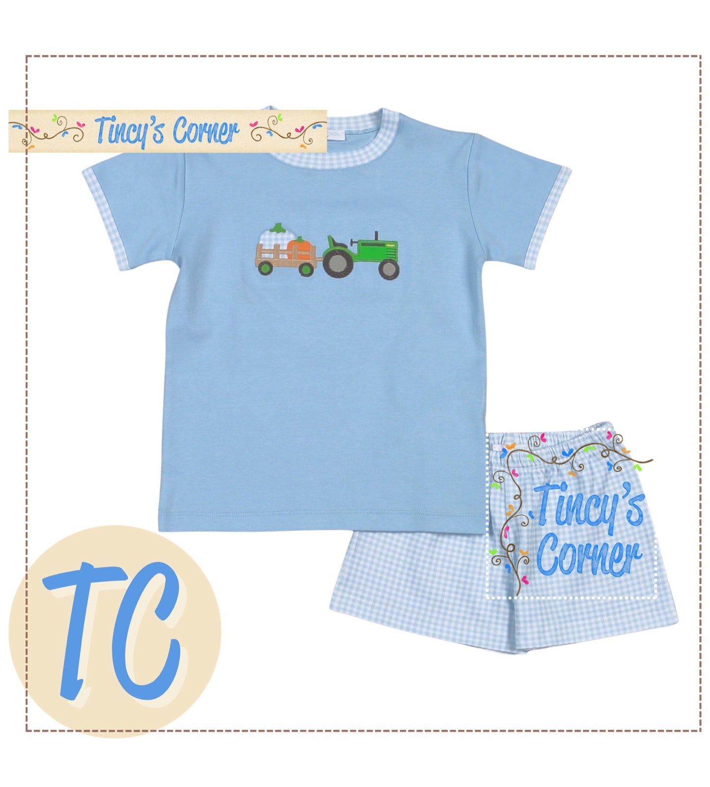 Tractors and Pumpkins Short Set