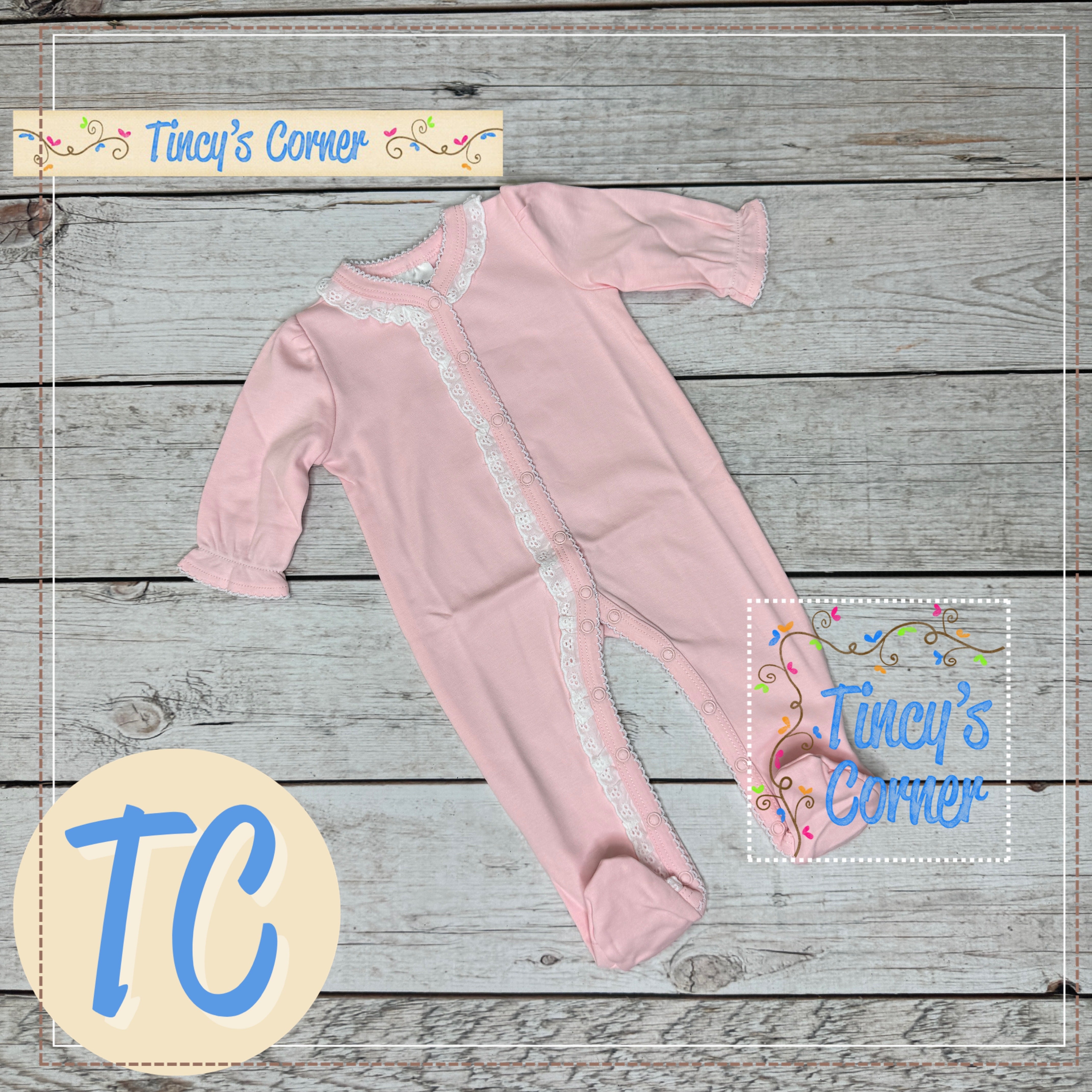 Lace Trim Footie Sleeper