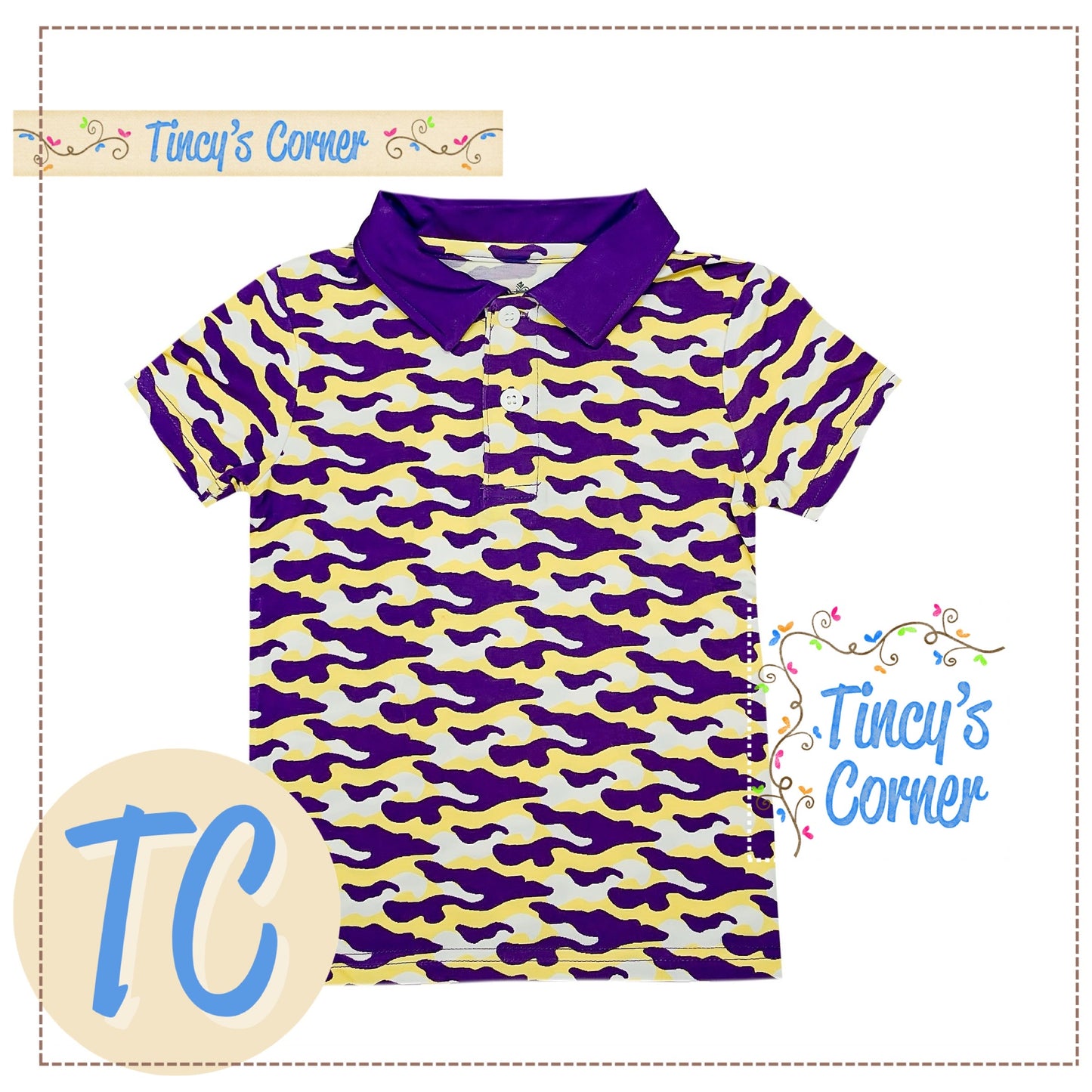 Purple/Yellow Camo Polo