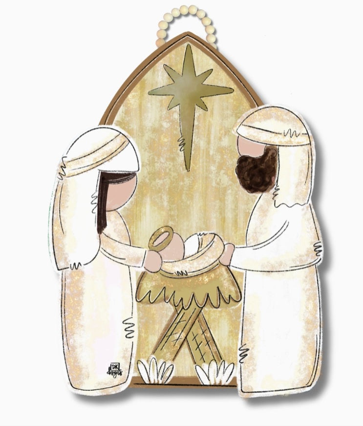 Gold Nativity Door Hanger