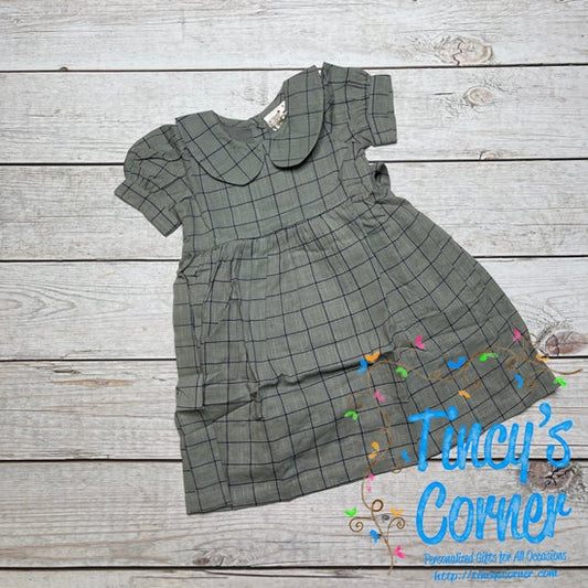 Grey/Navy Plaid Dress