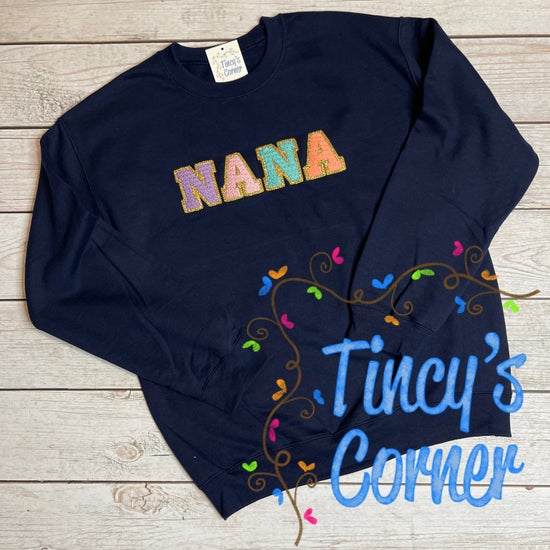 Grandparent Name Chenille Embroidery Sweatshirt