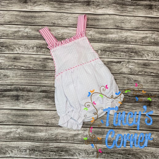 Seersucker White w/Pink Bubble