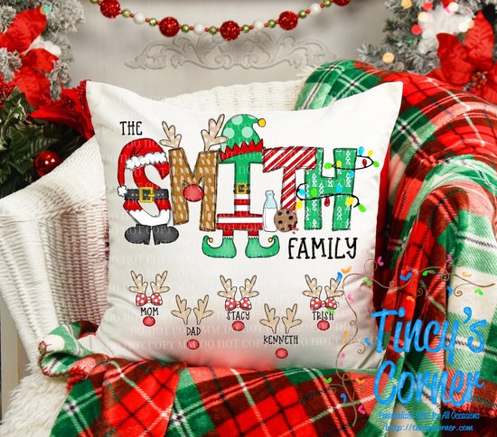 Christmas Family Name Pillow