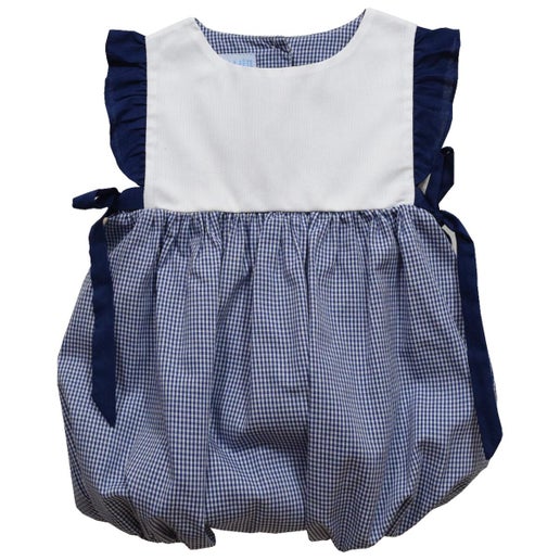 Girl's Gingham Short Sleeve Navy Bubble