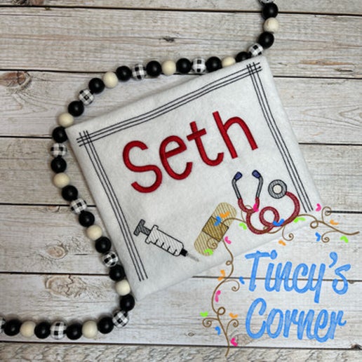 Stix Frame with Doctor Tools Embroidery T-Shirt