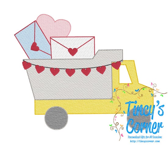 Valentine's Day Dump Truck Embroidery T-Shirt