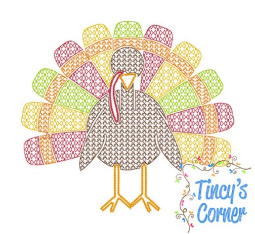 Motif Turkey Embroidery T-Shirt